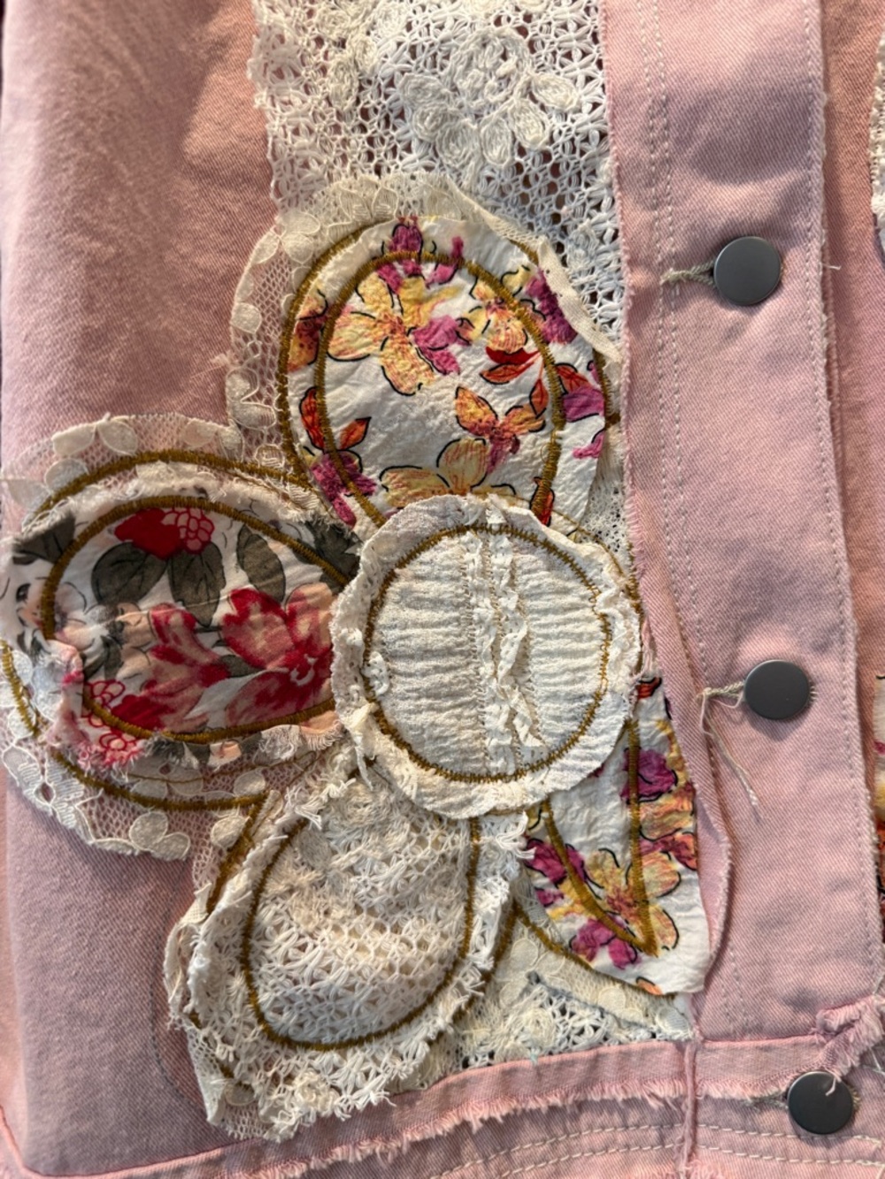 POL Pink Patchwork Embroidered Denim Jacket - Picture 3 of 4